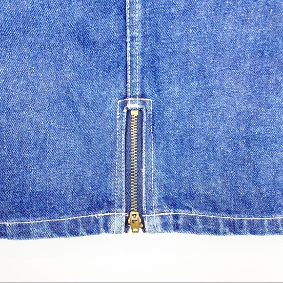Vintage | 90's Bonjour Zip Front and Back Rigid Denim Skirt - Picture 3 of 8